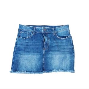 bp Jean Mini Skirt 26 Cutoff Whiskered Distressed Denim